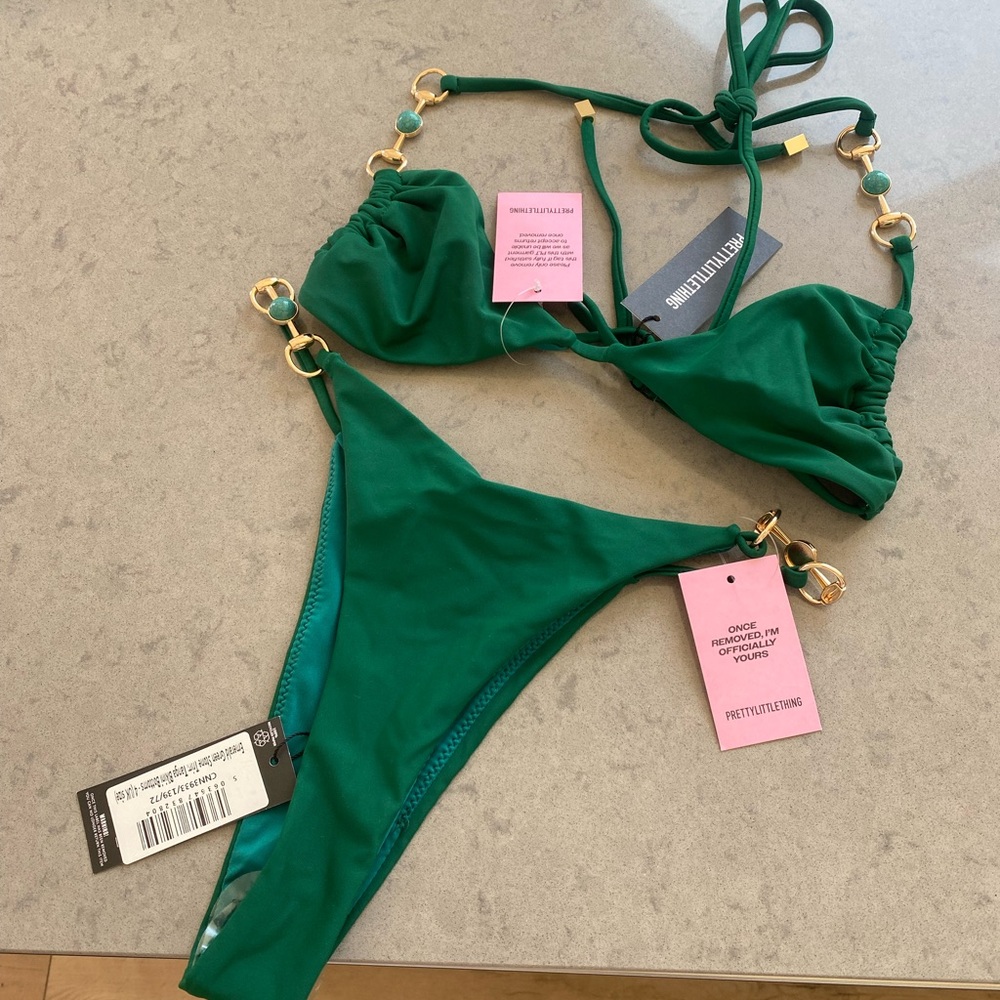 PrettyLittleThing Emerald Bikini with Gold Accents